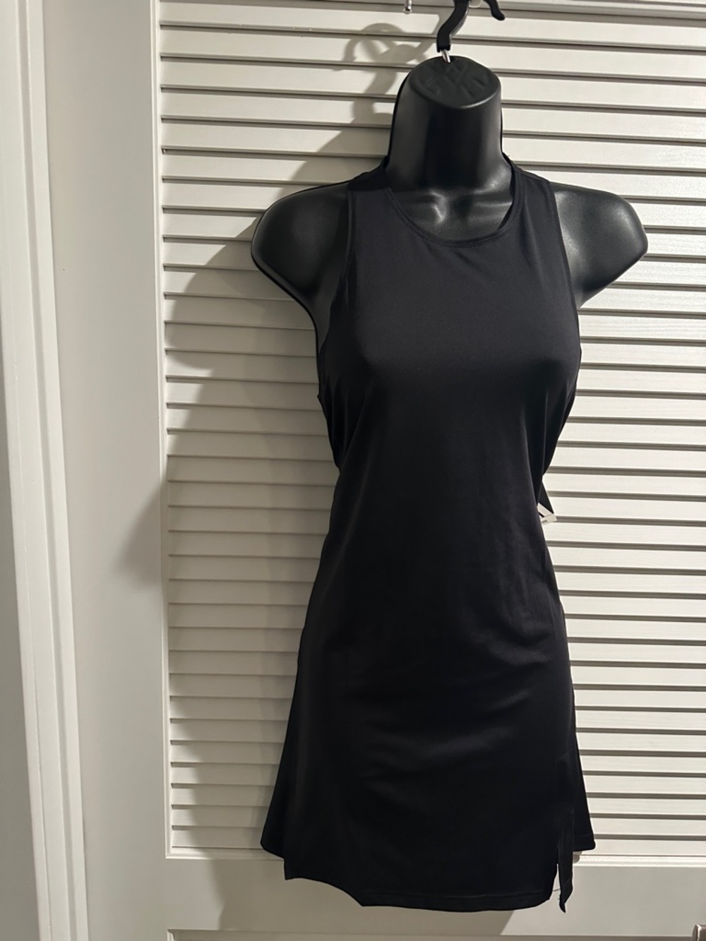 NWT Reebok Black Club Tennis Dress with Racer Back, split Front and Short Pants.